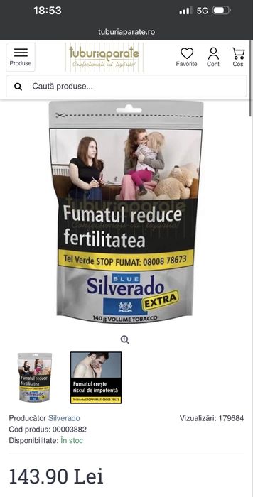 Aparat Automat Injectat, Tutun Silverado Blue