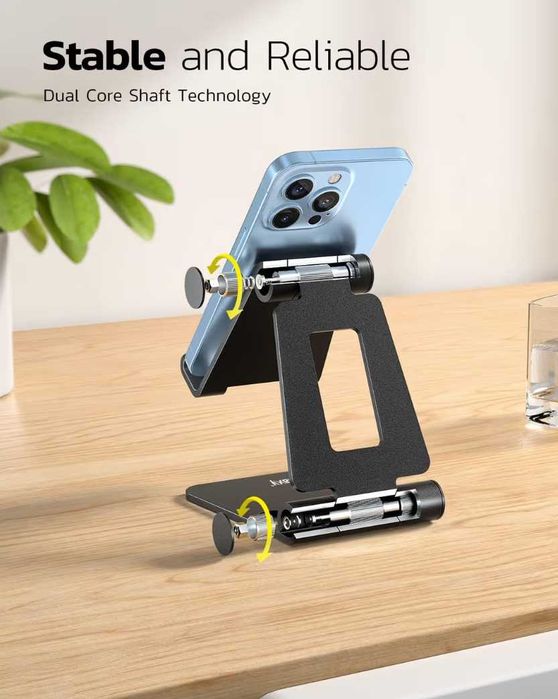 Suport reglabil pentru telefon mobil, pliabil, din aluminiu