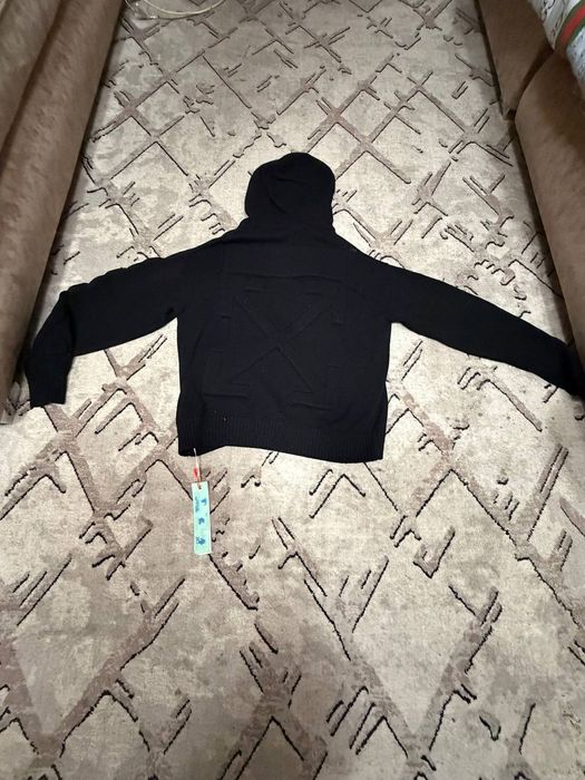 Hoodie 3D diag knit off white