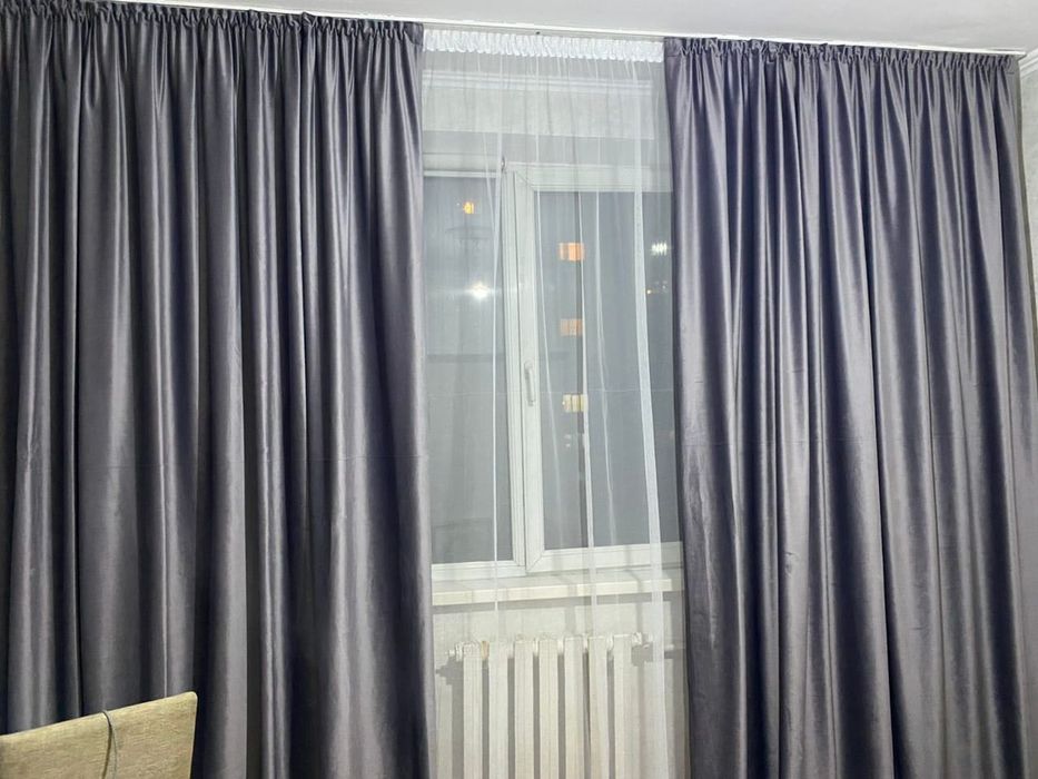 Серо фиолетовые шторы  h=2,60