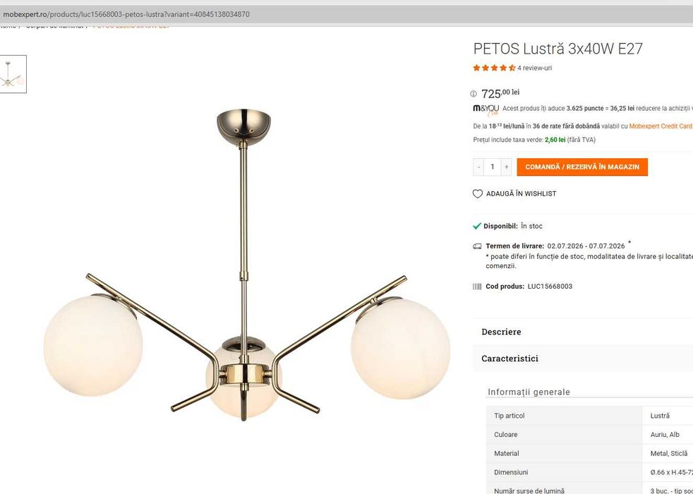 Vand corpuri de iluminat PETOS Mobexpert