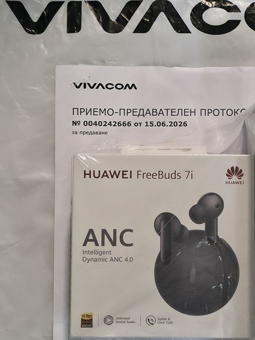 ЗАПЕЧАТАНИ слушалки Huawei FreeBuds 7i ANC Гаранция Vivacom 2028г.