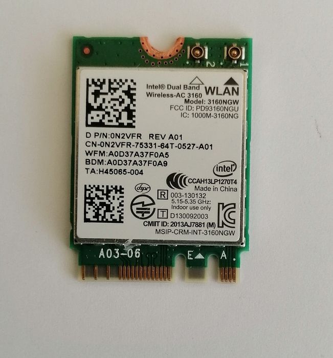 Plăcută laptop wireless Intel Dual Band  wireless AC 3160