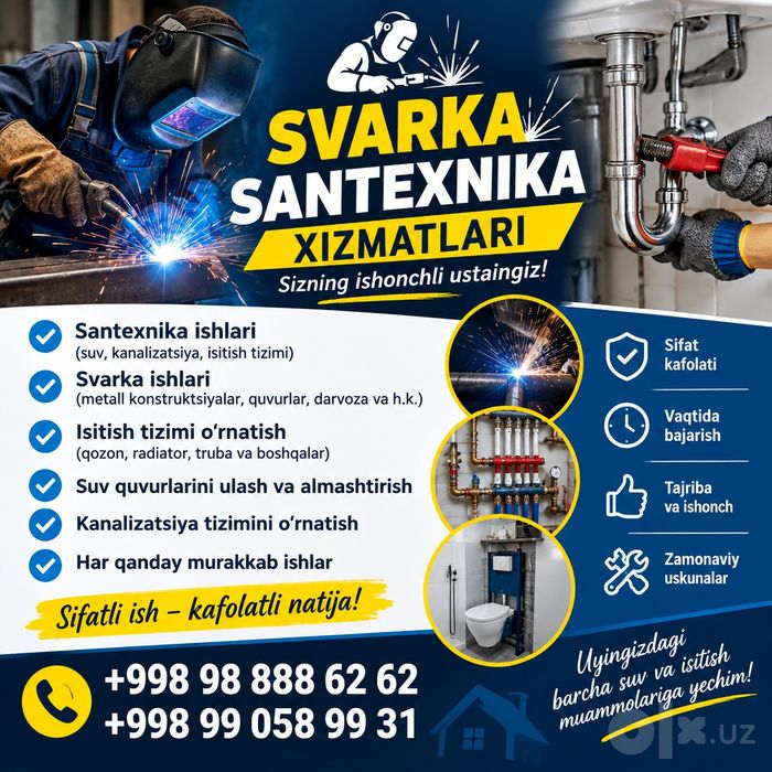 SVASHIK SANTEXNIK ishlari Samarqand buylab 24/7