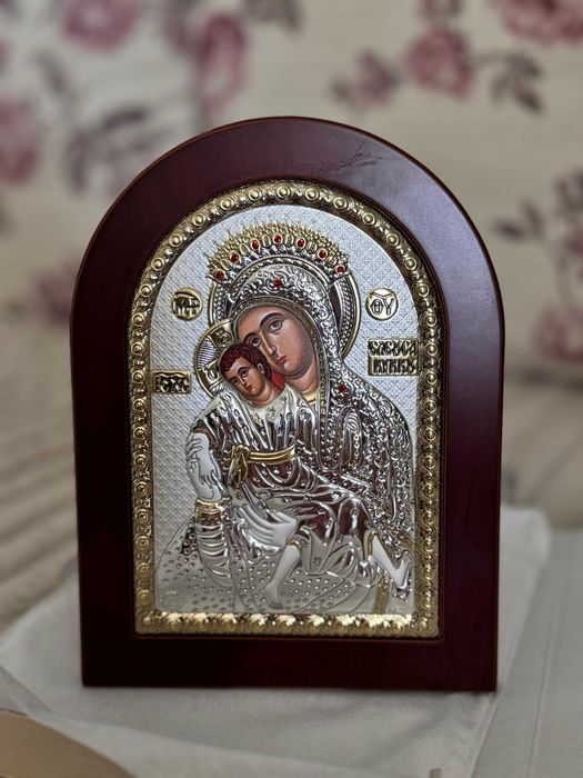 Icoana argint Maica Domnului cu Pruncul, originala din grecia