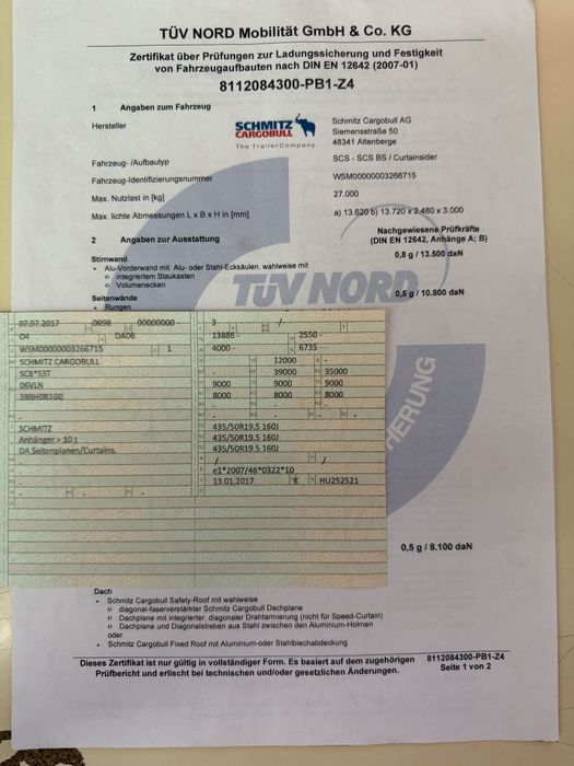 Vand Semiremorca Schmitz Mega 2017