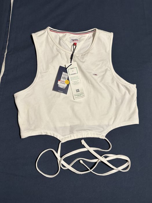 Къс кроп топ TOMMY HILFIGER бял XL