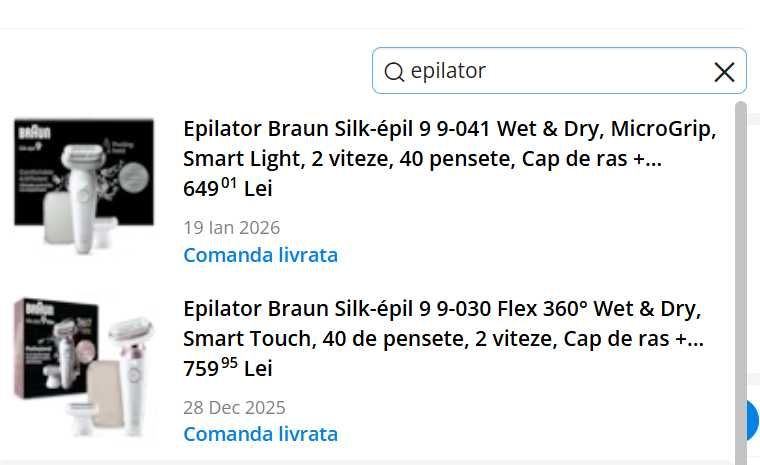 Epilator Braun Silk-épil 9 Flex (NOU, GARANȚIE) 50% din preț eMag