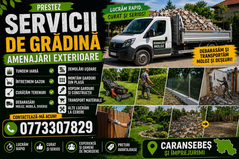 Ofer servicii pentru curți, grădini și gospodării