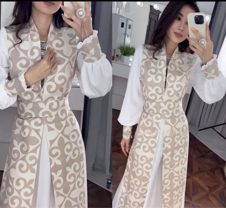 Белое платье с орнаментом