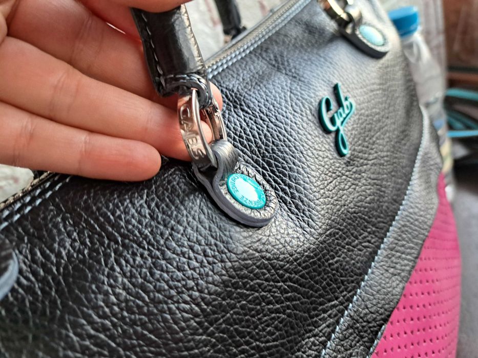 дамска чанта,Gabs-Нова! черна/розова чанта-естествена кожа