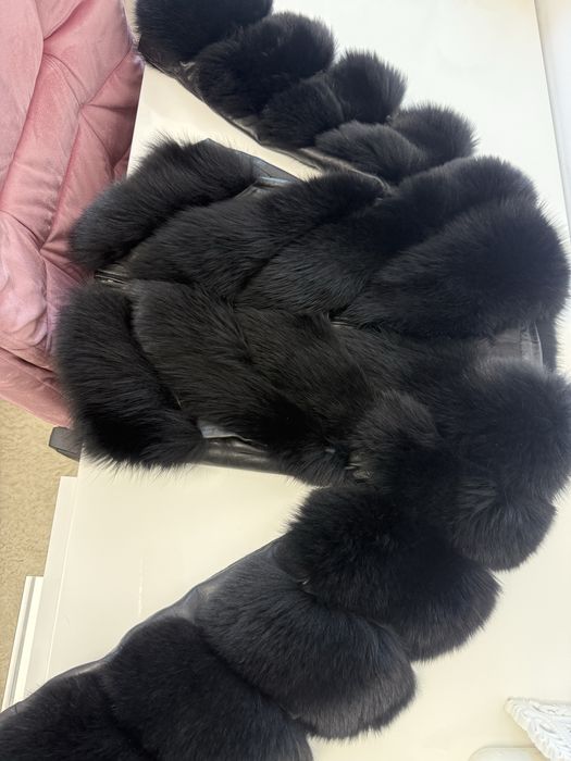 blana naturala de vulpe in V 2 in 1