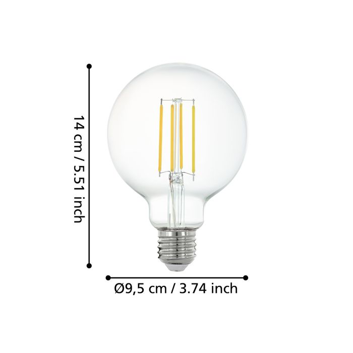 Bec LED cu filament Eglo Connect.z Smart Home E27, G95,