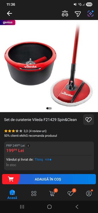 Găleata plus mop Vileda Spin&Clean