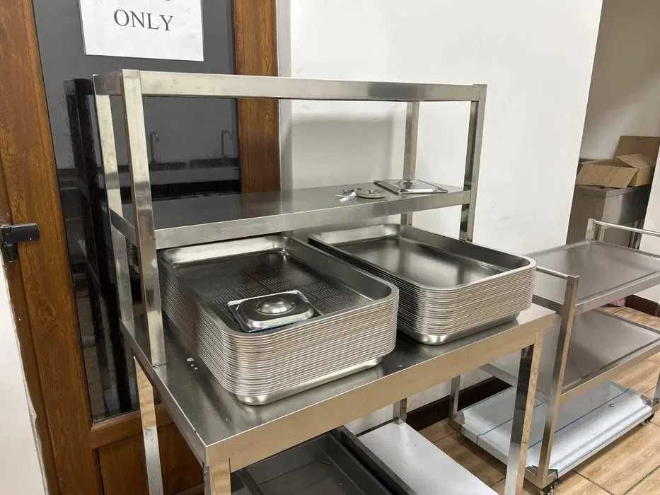 Стол разделочный, стеллаж кухонный,полки из нержавеющей стали для кафе