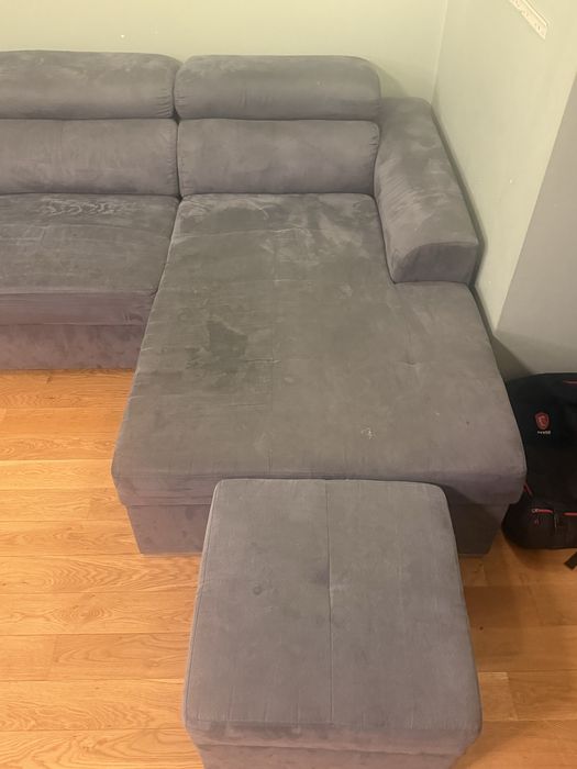 Диван ъглов. Сив с лява лежанка