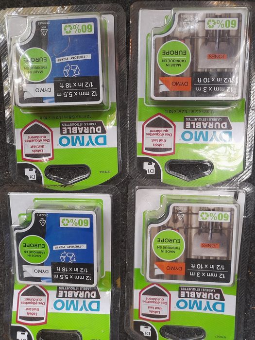 Banda etichete Dymo Durable D1 12x5.5 și 12x3 originale sigilate