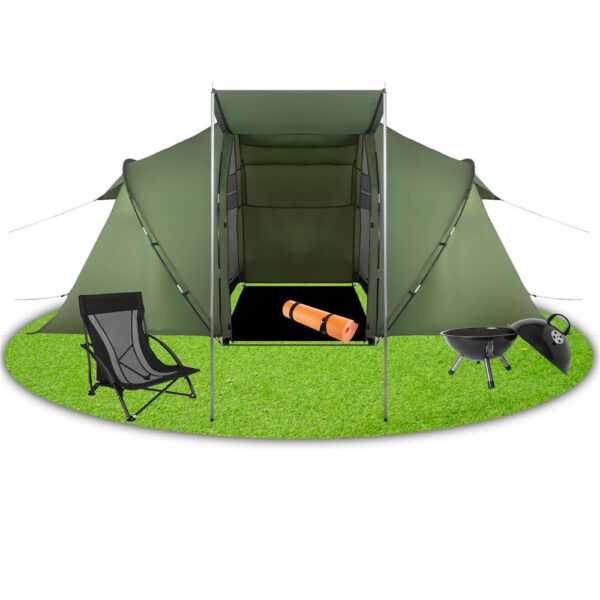 Cort camping, impemeabil, 2 camere + hol, 4 locuri