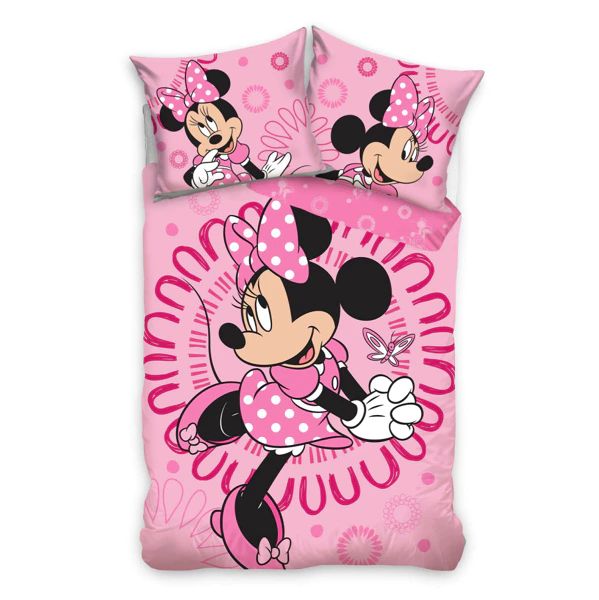 Set lenjerie pat Disney Minnie 140x200 cm si 1 fata de perna 70x90 cm,