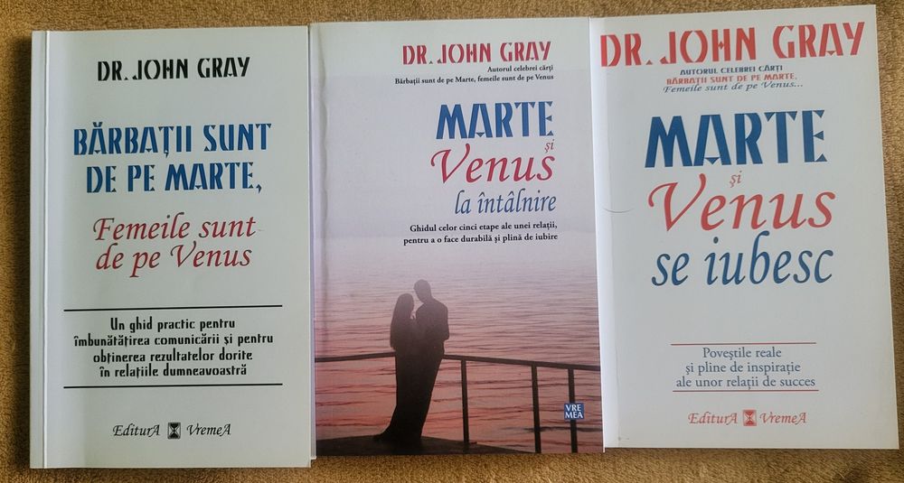 Pachet cărți John Gray: "Bărbații sunt de pe Marte, femeile sunt de pe Venus", "Marte si Venus la întâlnire", " Marte și Venus se iubesc"