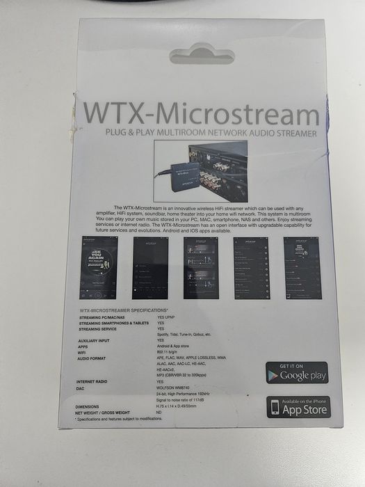 WTX micro streamer plug & play multiroom network audio streamer