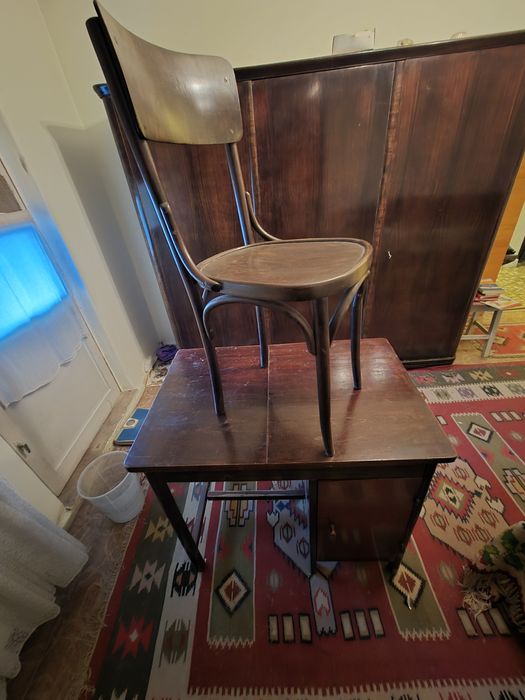 Set masa rotunda vintage 80 cm si scaun