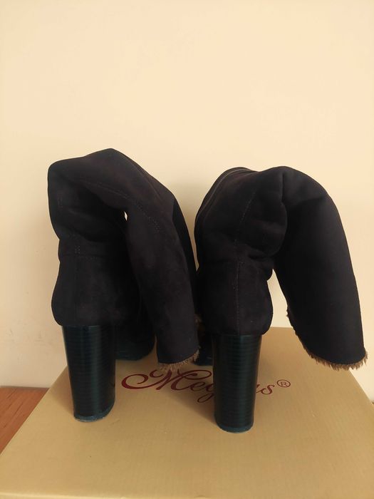 Нови дамски топли ботуши с ток и платформа, № 36, стелка 23,5 см.