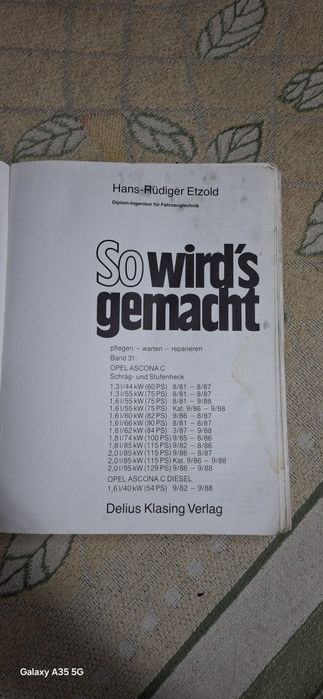 Книга ремонт и обслуживание опель аскона