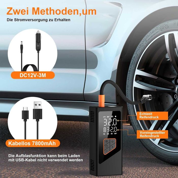 Електрическа въздушна помпа, компресор с батерия 7800 mAh