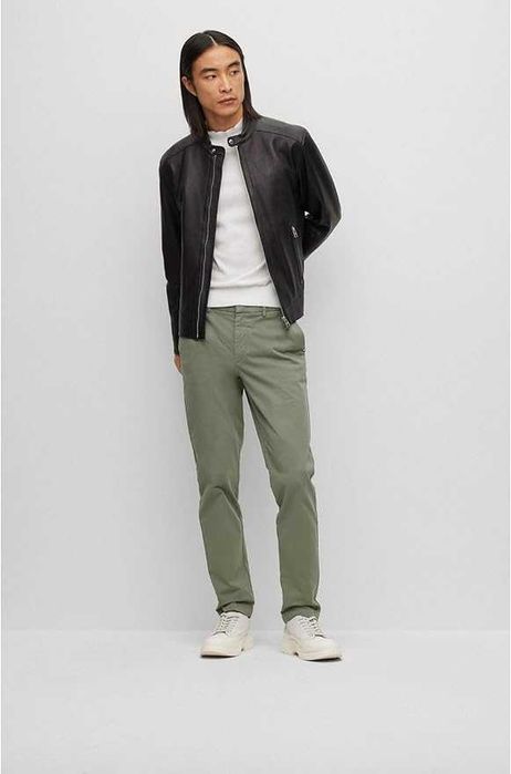 Куртка BOSS «Monty» из натуральной овечьей кожи, regular fit — чёрная