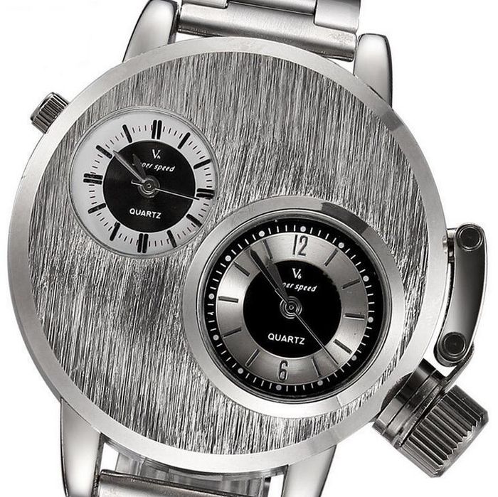 Ceas metalic cu 2 cadrane functionabile