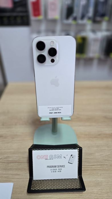 iPhone 15 Pro 128GB White – Second-Hand in stare perfecta!