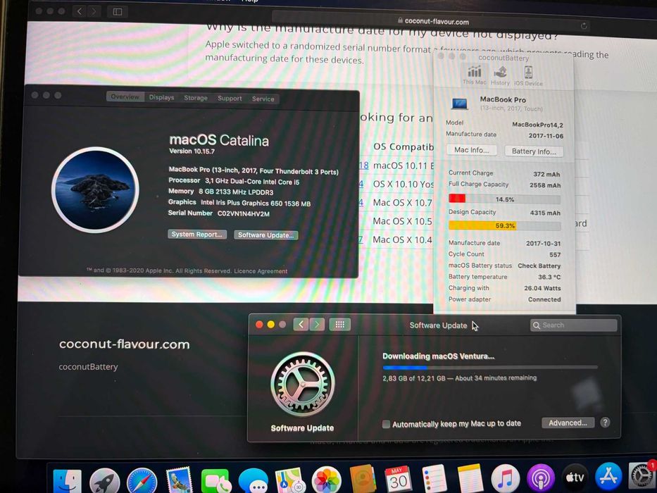 MacBook Pro 13 Touchbar, 2017, Intel i5 Dual Core, 512GB, 8GB RAM, Four Thunderbolt Ports