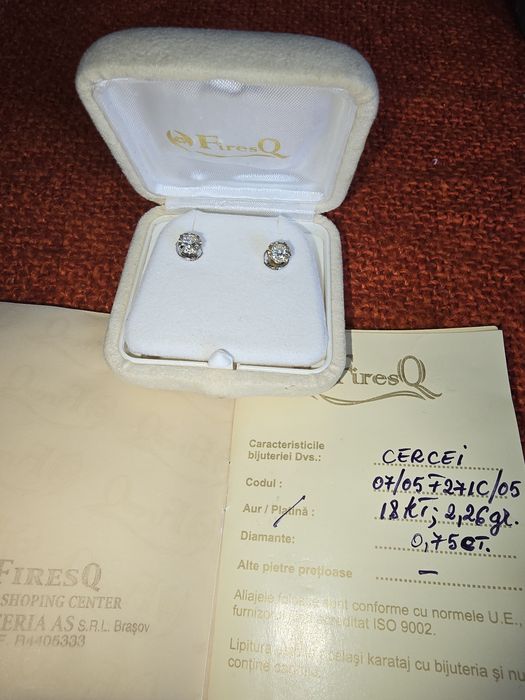 Pereche cercei diamant natural VS1 certificat
