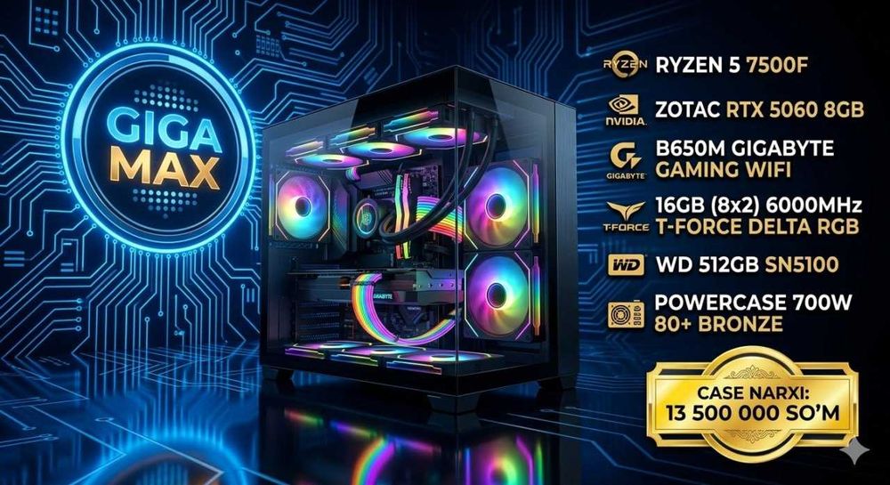 Gaming PC Ryzen 5 7500F / RTX 5060 / 16/512