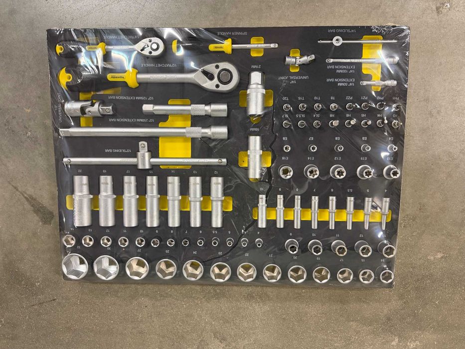 Комплект вложки адаптери 1/2“ и 1/4“ 87 части/Отвертки прави и кръстати к-т 8бр
