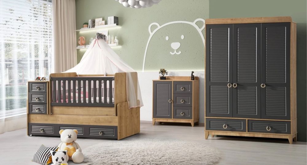 Бебешко обзавеждане 3 части с голяма кошара "Panama Collection"