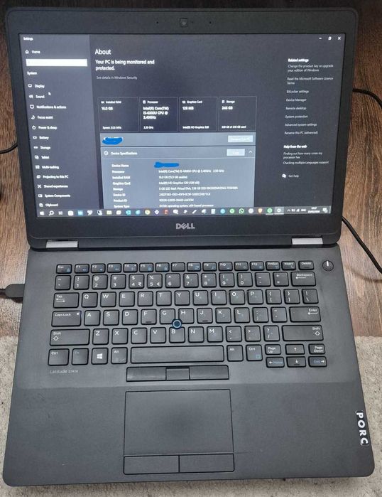 Laptop  E7470 14 inch CPU i5 2.5GHz 16GB Ram 250GB SSD
