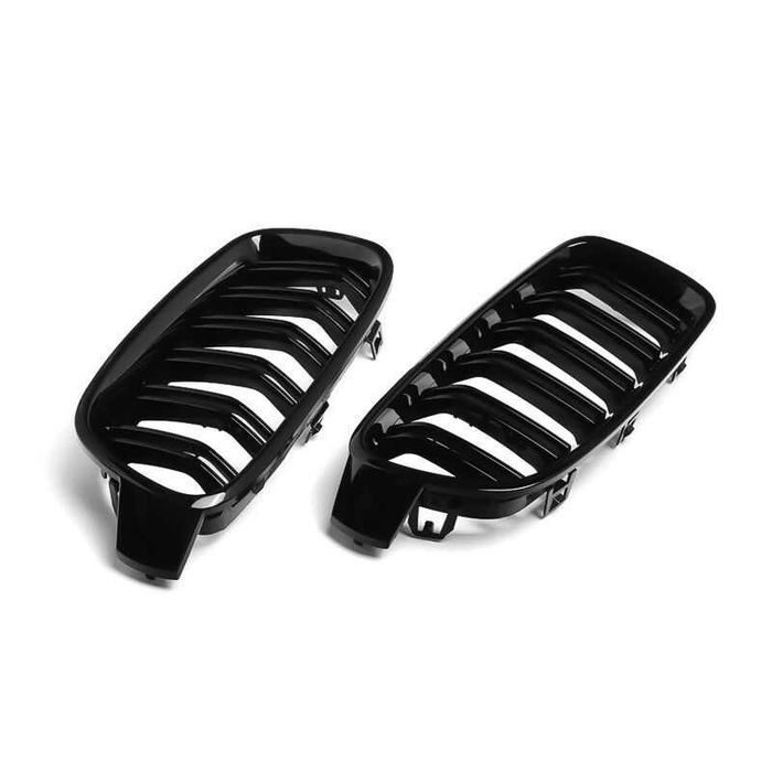 Решетки Бъбреци за БМВ BMW 3 серия F30 F31 2012+ Черен Гланц Двойни