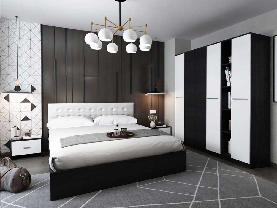 Set Dormitor Mario 4U 5 piese tapitat alb