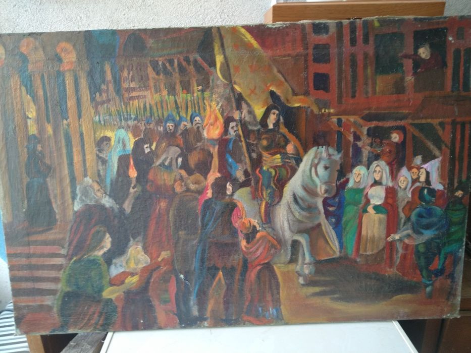 Продавам антикварна картина Средновековни крепостни мотиви 1