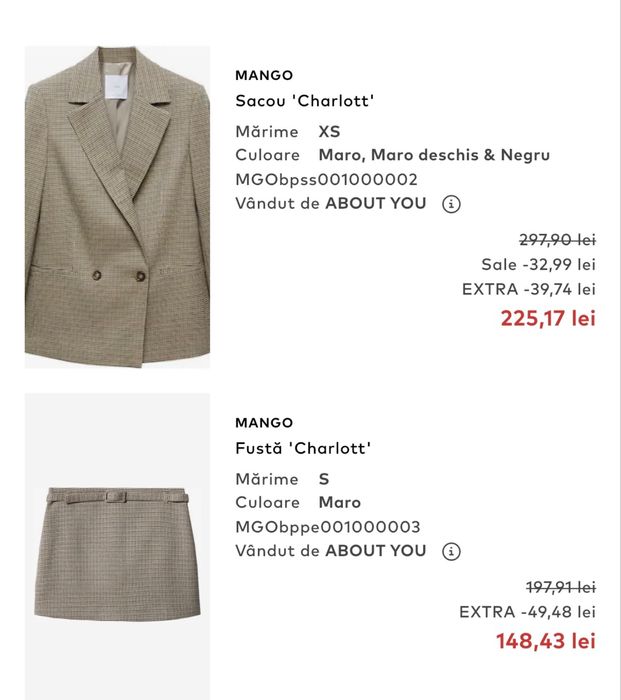 Sacou si fusta Mango