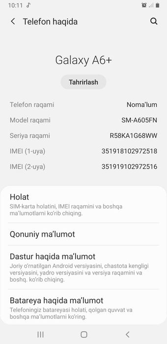 Samsung A6+ xolati yaxshi