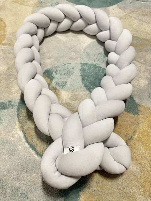 Protectie patut impletita Velvet Gri 200cm