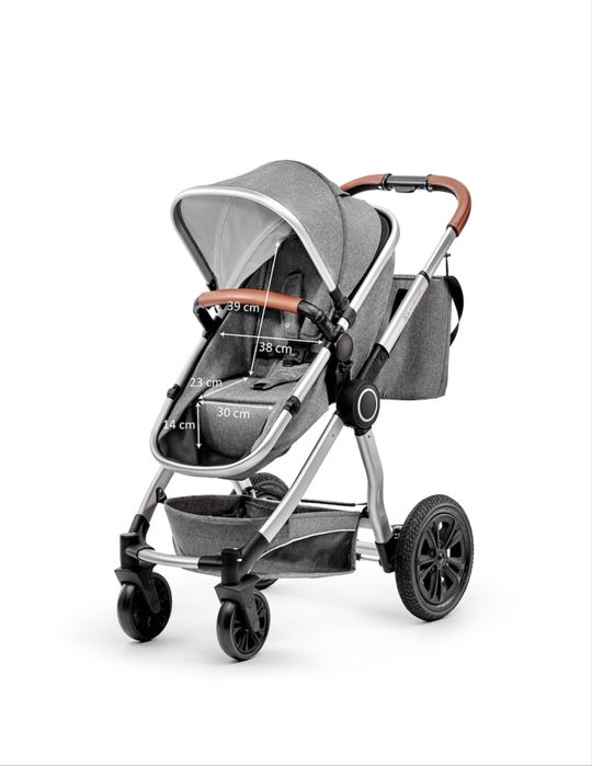 Carucior 2 in 1 Kinderkraft VEO  Gri,ofer cadou (plasa de tantari,pelerina ploaie,si copertina uv pentru soare)