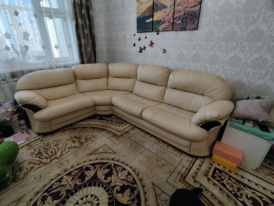 Диван угловой натуральная кожа