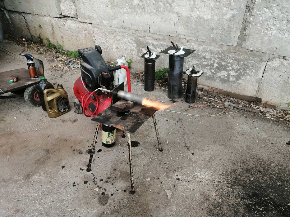 Компрессорная горелка №0 на отработке на мазуте полное сжигание