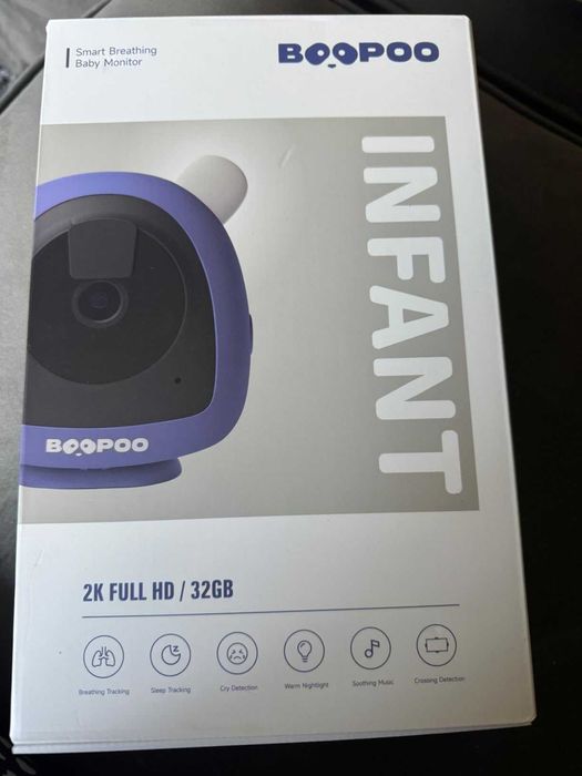 BOOPOO Smart Baby Monitor 2K, нощно виждане,откриване на плач,2.4/5GHz