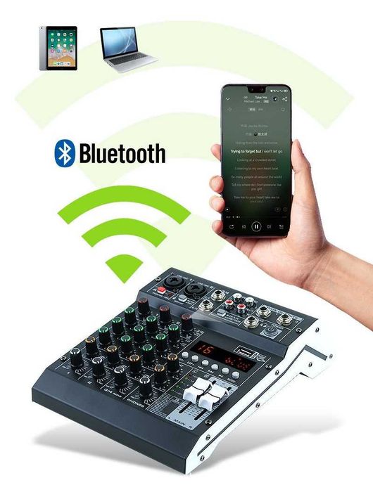 Pasiv mixer audio 4 canale KT4M Stereo canal USB Bluetooth 99 digital DSP efecte LED ecran