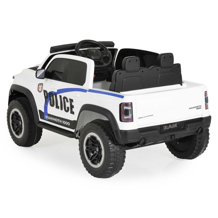 ТОП ЦЕНАНОВО!Акумулаторен джип RAM POLICE WHITE с 12V батерия,EVA гуми,сигнални светлини,USB,дистанционно